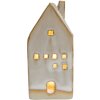 Decorativ Casa cu LED, Porțelan, Bej, 5x5x12 cm