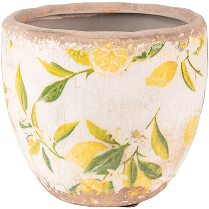 Clayre & Eef 6CE1529XS Decorațiune Ghiveci de flori Ø 12x11 cm Galben