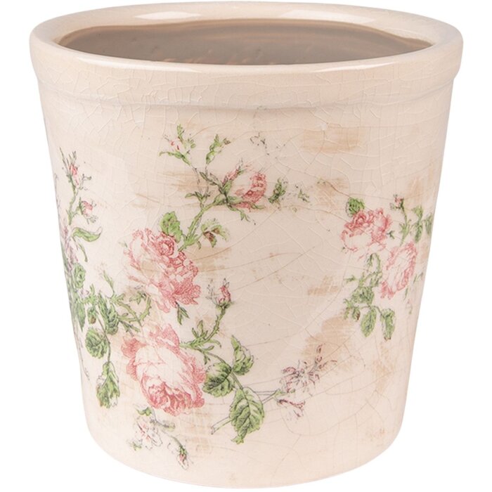 Clayre & Eef 6CE1544M Decorațiune Ghiveci de flori Ø 15x14 cm Roz - Bej