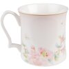 Clayre & Eef 6CEMU0126 Becher 414 ml Weiß Rosa Porzellan Blumenmuster