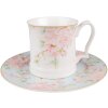 Clayre & Eef 6CEMU0126 Becher 414 ml Weiß Rosa Porzellan Blumenmuster