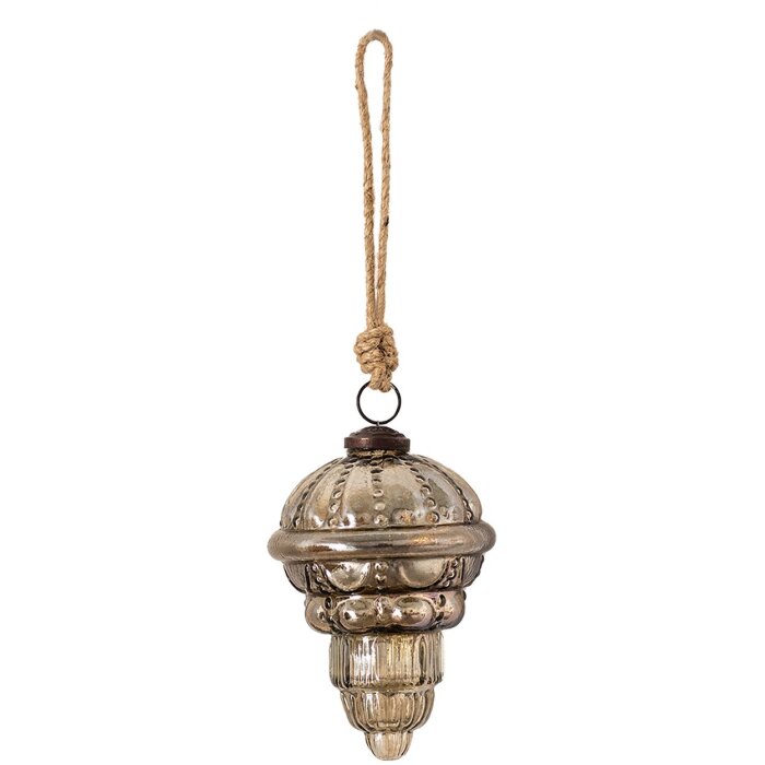 Kuglă de Crăciun Clayre & Eef Ø 8x13 cm Maro-Argintie