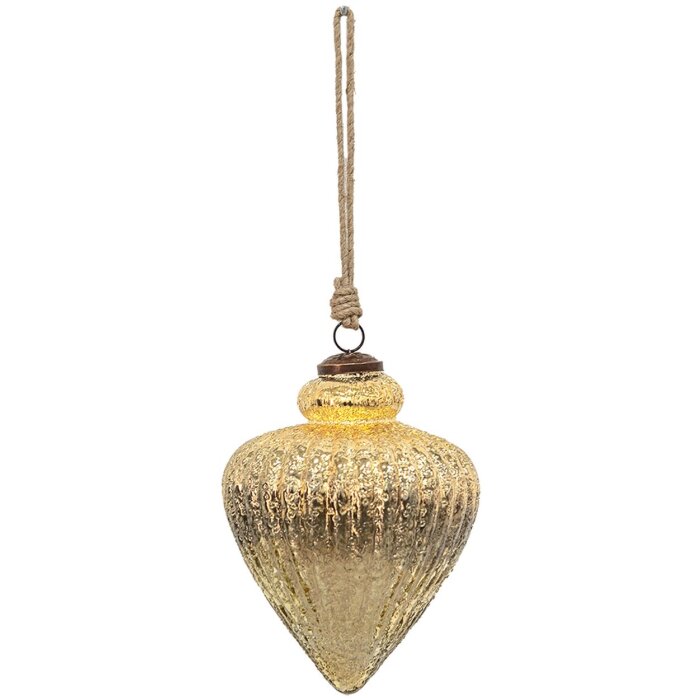 Clayre & Eef 6GL3655 Christbaumkugel Ø 12x17 cm Goldfarbig Weihnachtskugel