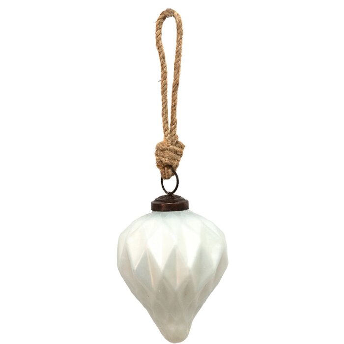 Glob de Crăciun din sticlă Ø 7x8 cm, alb – Clayre & Eef