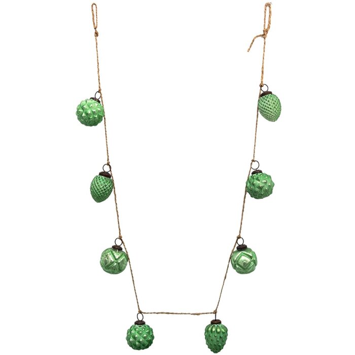 Clayre & Eef 6GL3704 Decorațiune Ghirlandă Pom de Crăciun Bile 135x5x8 cm Verde