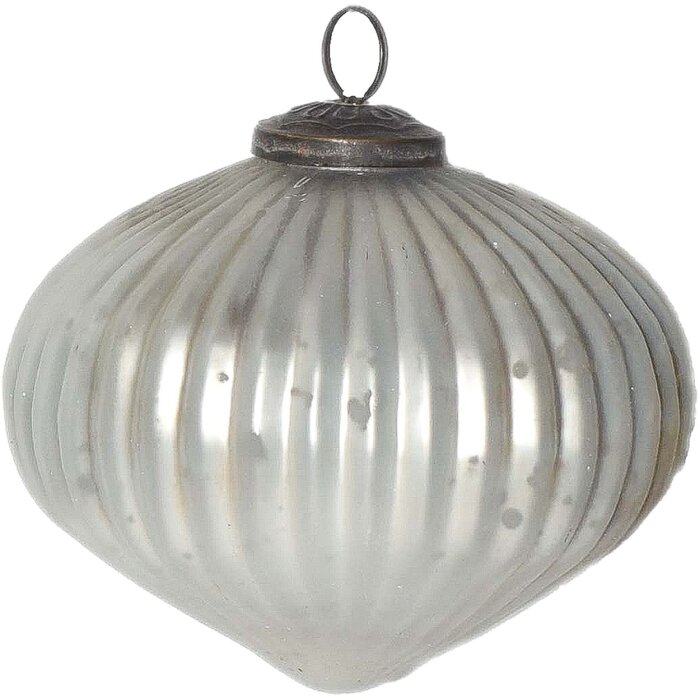 Glob de Crăciun Clayre & Eef Ø 12x12 cm, Albul - Argintiu