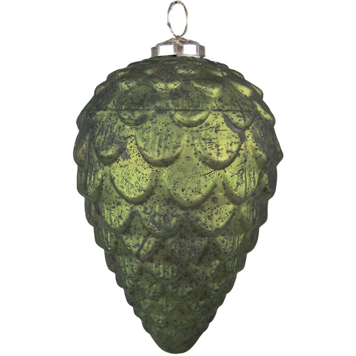 Clayre & Eef 6GL3737 Christbaumkugel Grün Ø 9x15 cm Weihnachtskugel