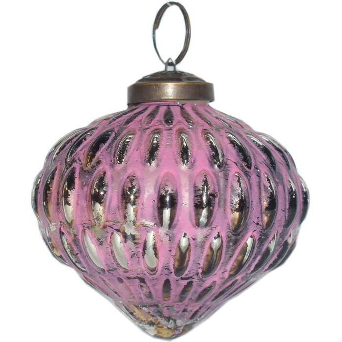 Clayre & Eef 6GL3767 Christbaumkugel Ø 7x7 cm Rosa Weihnachtskugel