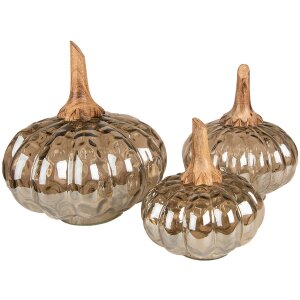 Clayre & Eef 6GL3872 Dekoration Kürbis Ø 13x15 cm Braun Grün