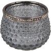 Clayre & Eef 6GL3980 Teelichthalter Ø 8x6 cm Grau Glas Kerzenhalter