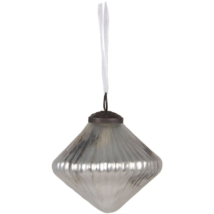 Clayre & Eef 6GL4001 Globuri de Crăciun Ø 6x6 cm Globuri de Crăciun albe