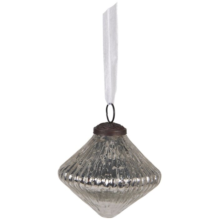 Kuglă de Crăciun Clayre & Eef 6GL4006, Ø 9x9 cm, finisaj argintiu