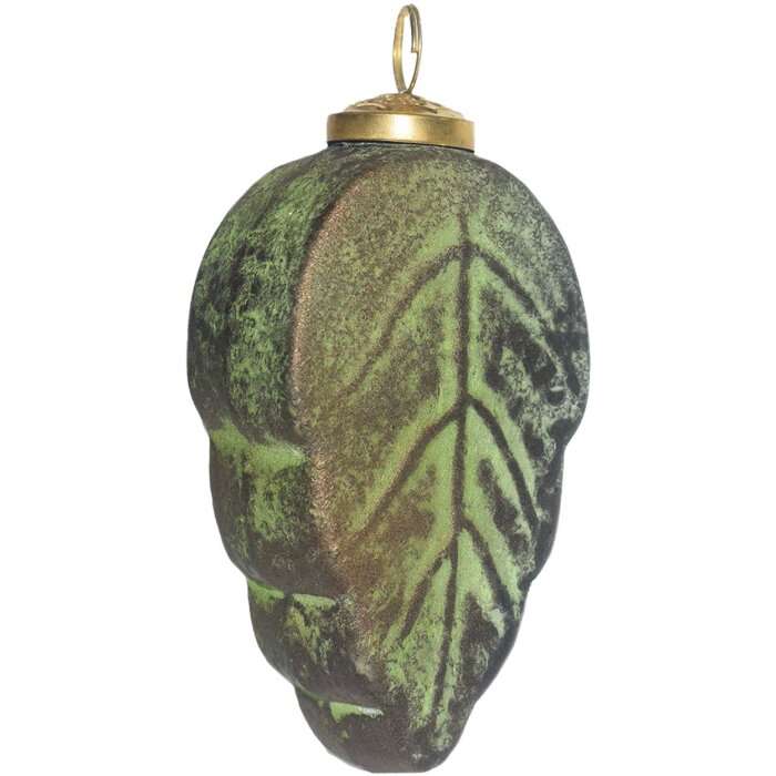 Kuglă de Crăciun Clayre & Eef cu Formă de Foliu Verde / Maro 7x4x13 cm