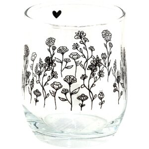 Clayre & Eef 6GL4080 Pahar de băut Flori negre...