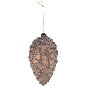 Globuri de Crăciun Clayre & Eef Ø 9x18 / Ø 7x15 cm Maro (Set 2 bucăți)