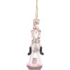 Clayre & Eef 6PR3671 Dekoration Nussknacker auf Schaukelpferd 6x3x9 cm Rosa