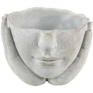 Clayre & Eef 6TE0412S Blumentopf 17x17x11 cm Beige Grau