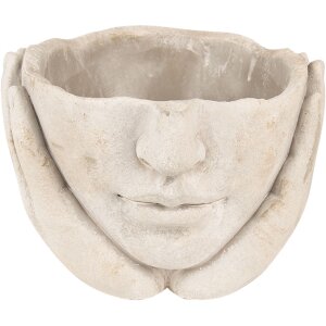 Clayre & Eef 6TE0413S Blumentopf 17x17x11 cm Grau Beige