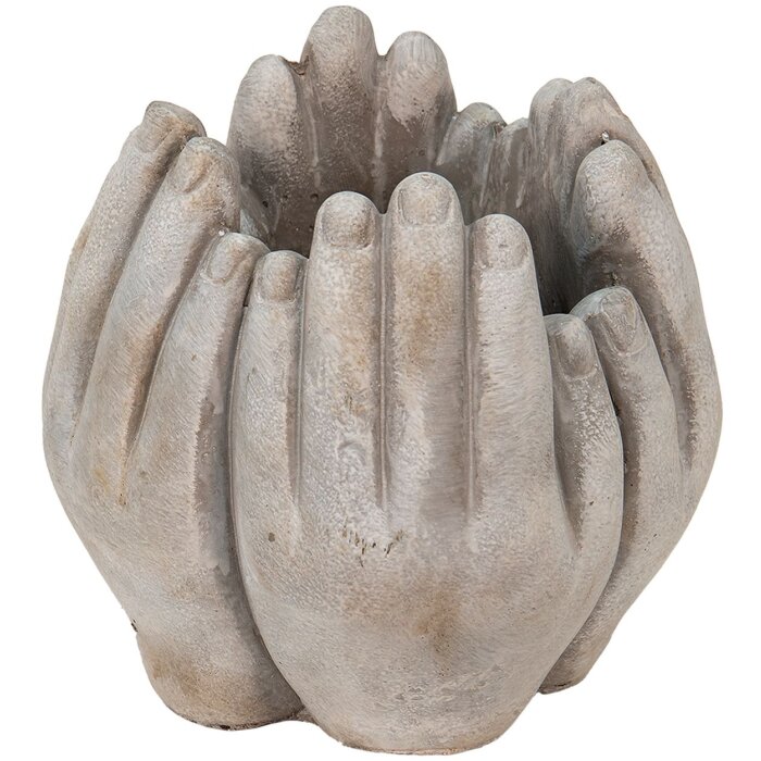 Vază de flori din piatră 15x15x17 cm, bej, Clayre & Eef