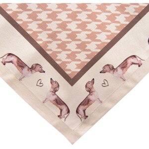 Clayre & Eef DHL01 față de masă 100x100 cm maro cu motiv de câine