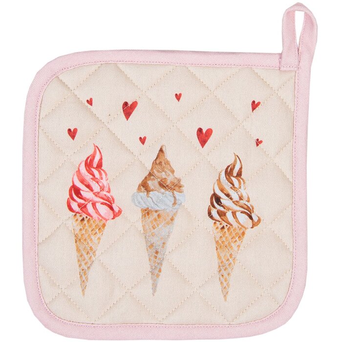 Clayre & Eef FAS45 Potholder 20x20 cm Bej - Roz