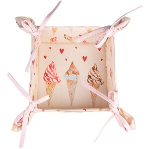 Clayre & Eef FAS47 Brotkörbchen 35x35x8 cm Beige Rosa