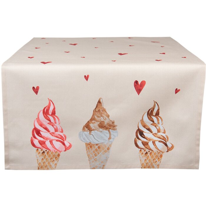 Clayre & Eef FAS64 Pânză de masă 50x140 cm Bej - Roz