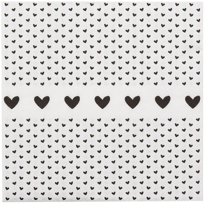 Clayre & Eef LBS73 Șervețele de hârtie 33x33 cm (20 bucăți) Alb - Negru