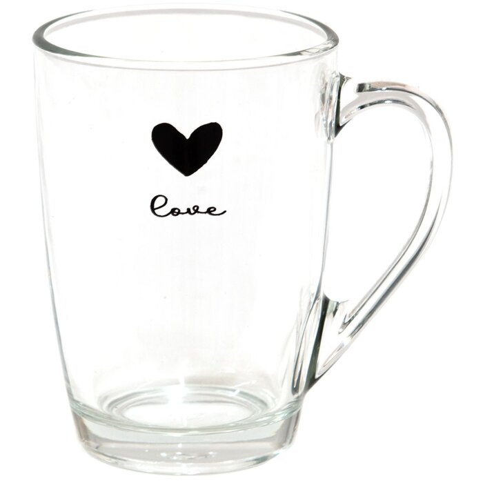 Cană de ceai Clayre & Eef, 300 ml, sticlă, neagră