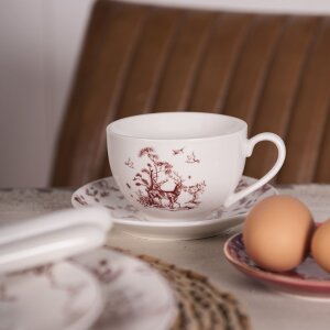 Ceașcă de cafea Clayre & Eef cu farfurie, porțelan, 200 ml