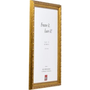 Rama foto barocă din lemn masiv cu profil în relief, antikgold, 13x13 cm