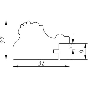 Efect cadru baroc din lemn profil 37 alb 15x20 cm sticlă normală