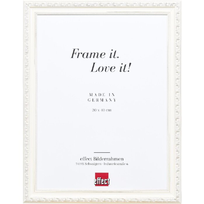 Rame foto baroc din lemn masiv alb, profil 37, 60x60 cm