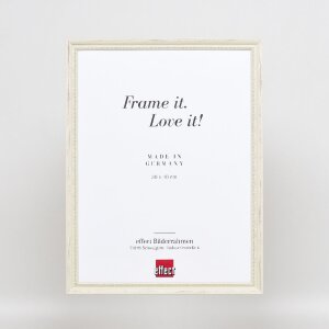 Rama foto din lemn masiv Profil 48 albă, 14,8x21 cm, sticlă transparentă