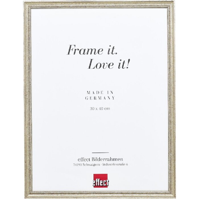 Rama foto din lemn Profil 66, antic argint, 40x40 cm, sticlă clară