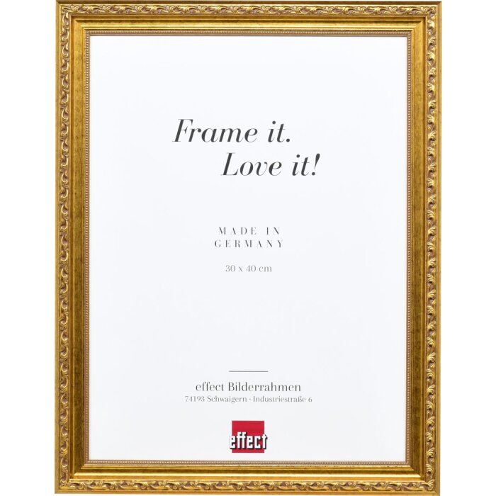Effect Holz-Barockrahmen Profil 37 antikgold 7x10 cm Antireflexglas