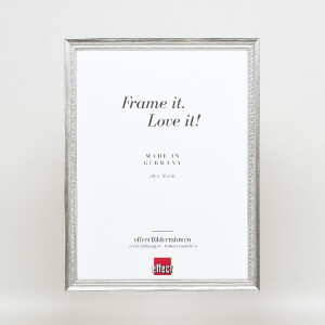 Ramă foto din lemn Profil 48 argint 28x35 cm cu sticlă antireflex