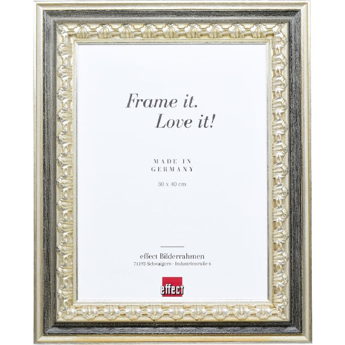 Effect Holzbilderrahmen Profil 80 silber 50x60 cm mit Antireflexglas