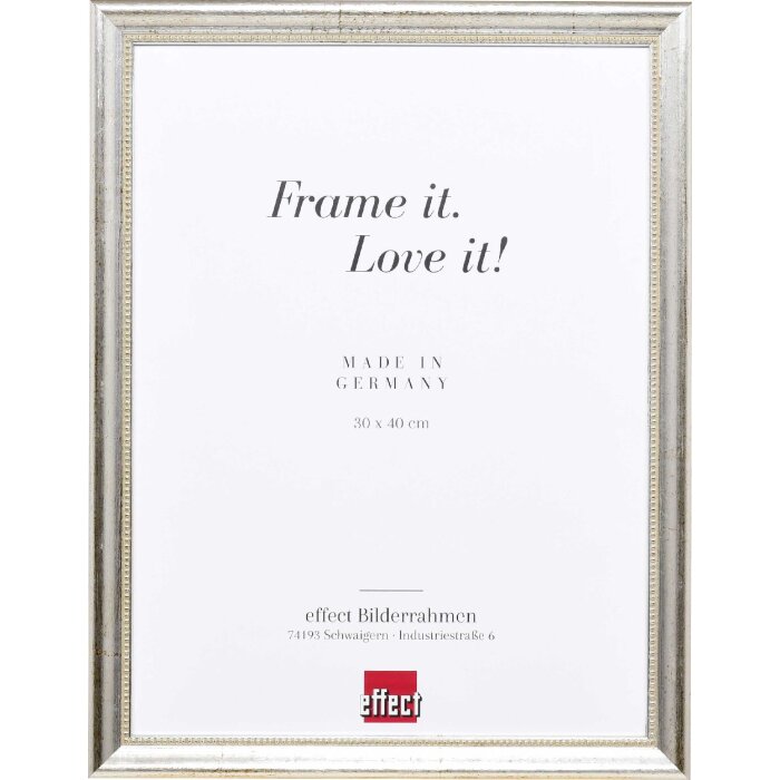 Effect Holzbilderrahmen Profil 85 Silber 30x40 cm Antireflexglas