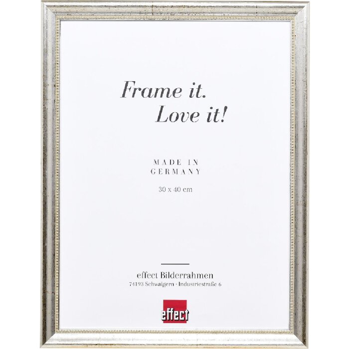 Efect cadru din lemn profil 85 argint 60x90 cm sticlă anti-reflexivă