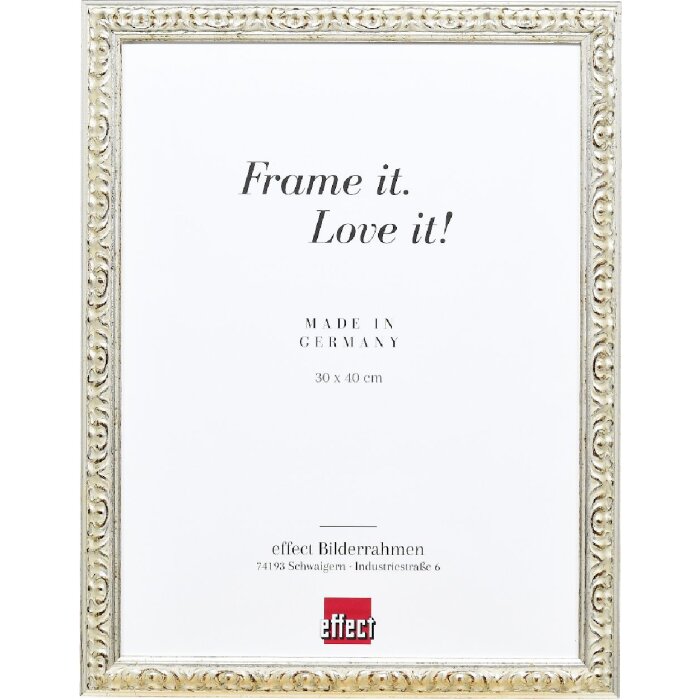 Effect Holzbilderrahmen Profil 86 Barock 40x60 cm silber
