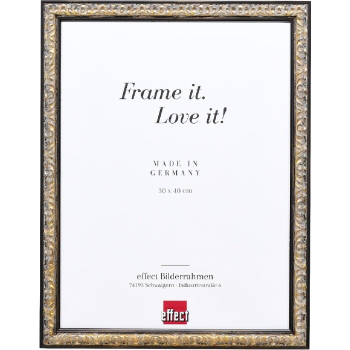 Rama foto din lemn masiv Effect Profil 86 Baroc 30,5x91,5 cm negru-silver