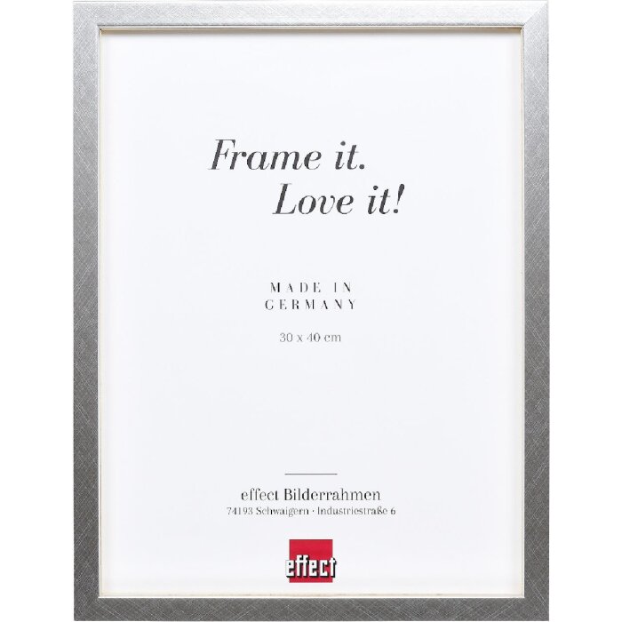 Rama foto din lemn Profil 58 argint, 50x60 cm, sticlă transparentă și listă de distanțare