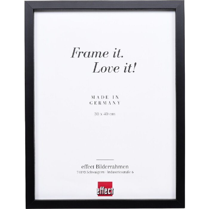 Ramă foto din lemn Profil 58 neagră 50x65 cm cu sticlă transparentă și listă de distanță