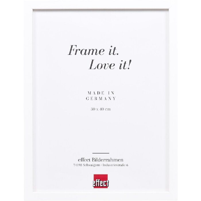 Râmă foto din lemn masiv Profil 58 albă 60x60 cm, cu sticlă clară și listă de distanță