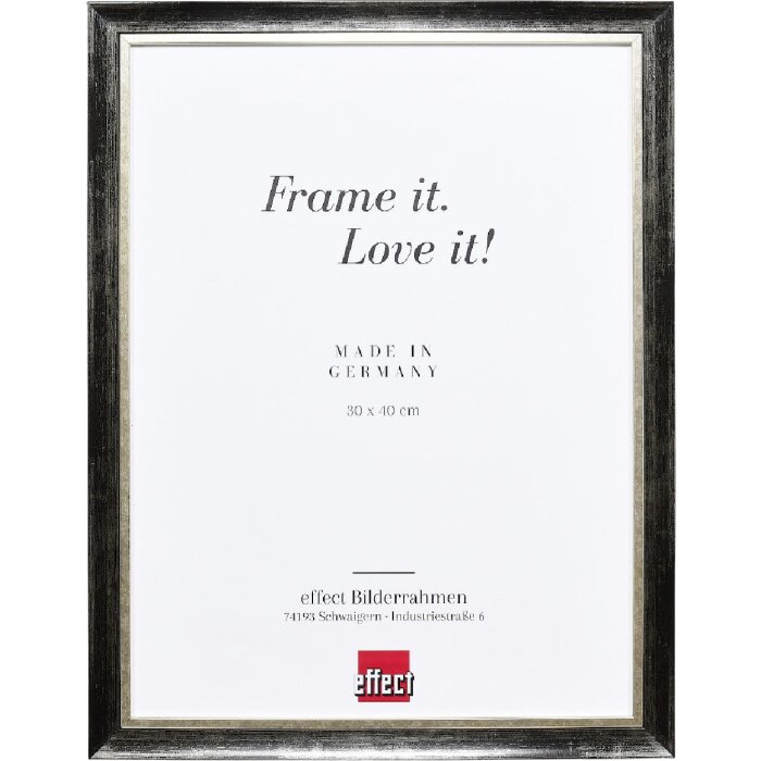 Ramă foto din lemn masiv Profil 40 Platin 59,4x84,1 cm cu sticlă de muzeu