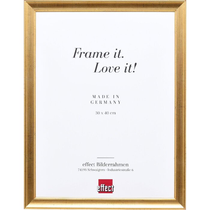 Effect Holz-Bilderrahmen Profil 41 Antikgold 25x50 cm Museumsglas