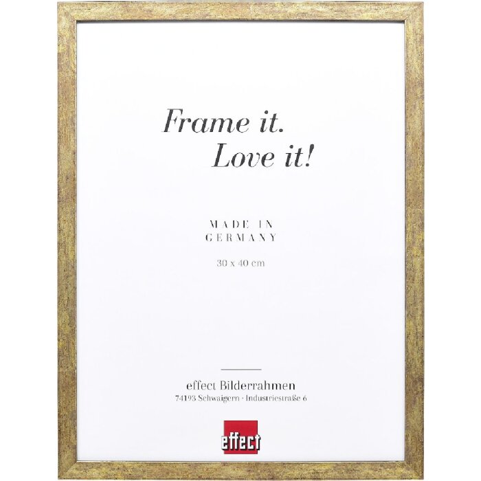 Ramă foto din lemn profil 42 cu sticlă de muzeu antikgold 18x32 cm