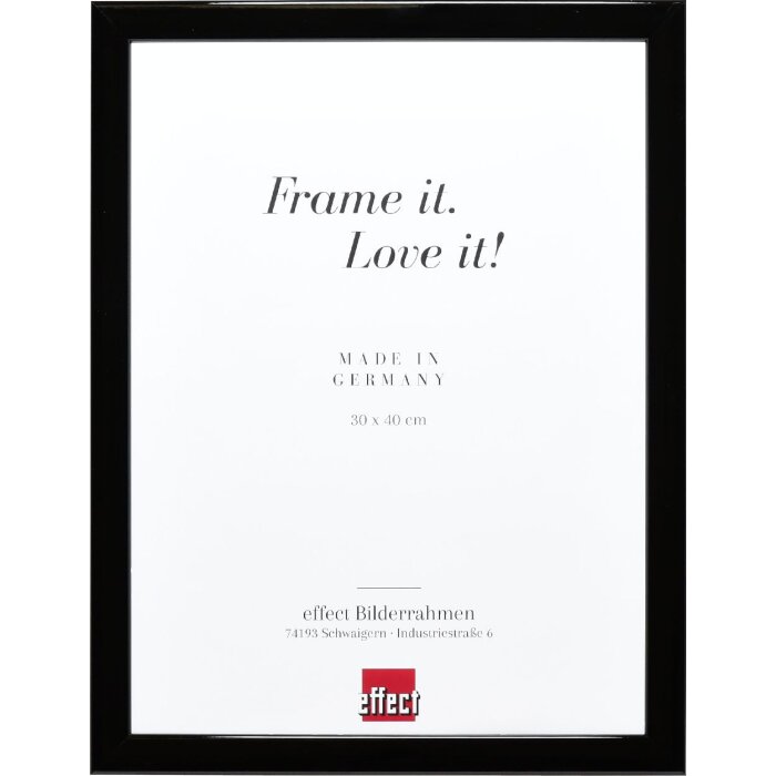 Effect Holz-Bilderrahmen Profil 43 Schwarz Hochglanz 27x48 cm Museumsglas