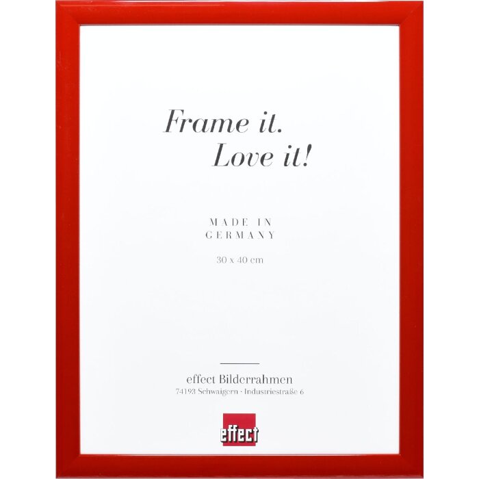 Effect Holz-Bilderrahmen Profil 43 rot hochglanz 60x60 cm Museumsglas